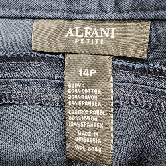 NEW Alfani Pants Womens 14 PETITE Blue Pull On Slim Leg Front Seam Zip Pockets - Picture 6 of 13